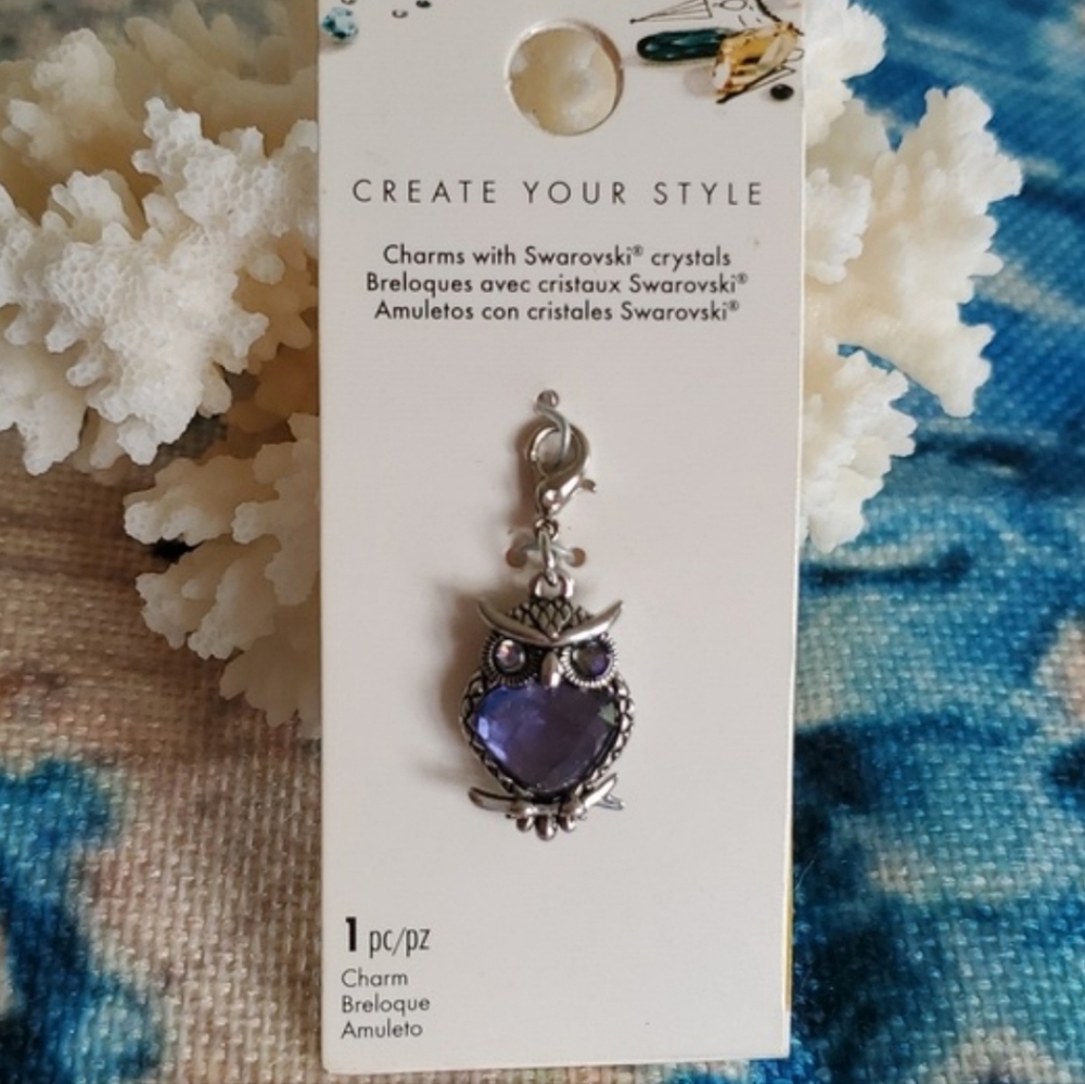 Swarovski Tanzinite Crystal Owl Charm